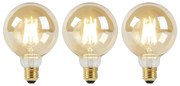 Комплект от 3 LED крушки E27 Dim to Warm G95 златист 8W 806lm 2000-2700K