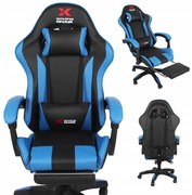 Геймърски стол Xgaming с поставка за крака - черен и син