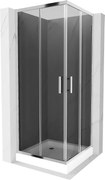 Mexen Rio квадратна душ кабина 70 x 70 см, графит, хром + корито Rio, бяло - 860-070-070-01-40-4510