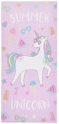 Розовo-лилава памучна плажна кърпа 76x160 cm Summer Unicorn – Catherine Lansfield
