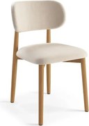 АЛMО Бежово (тъкан Апия 453)/рамка лакиран дъб - ДЪРВЕН СТОЛ ЗА ДНЕВНА, ТРАПЕЗАРИЯ, КУХНЯ РЕТРО