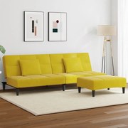 3258114 vidaXL 2-местно разтегателно канапе с табуретка, жълто, кадифе