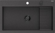Mexen Omar Гранитна мивка с едно отделение 800 x 480 мм, черна на петна, черен сифон - 6520801005-76-B