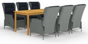 3067933 vidaXL Градински трапезен комплект, 7 части, светлосив