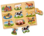 Melissa & Doug - Дървен музикален пъзел с дръжки - Животните от фермата