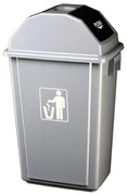 Пластмасов кош с люлеещ капак и пепелник 58л. сив GX-(47x33x76см) 029