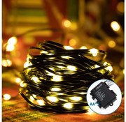Aigostar LED външен коледен гирлянд 50 LED, 8 функции, 3xAA, 5,3м, IP44, топло б