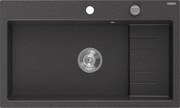 Mexen Omar мивка от гранит 1-камерна 800 x 480 мм, черно накрапана, сифон хром - 6520801005-76