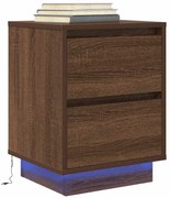861295 vidaXL Нощен шкаф с LED осветление Кафяв дъб 38x34x50 cm