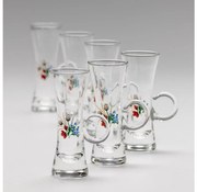 К-кт 6x чаша за алкохол с дръжка прозрачен с мотив на букет номер 5