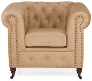 Фотьойл Chesterfield в бежово кадифе, 94х86х80 см