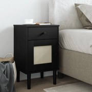 358015 vidaXL Нощно шкафче SENJA ратанова визия черно 40x35x65 см бор масив