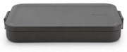 Кутия за храна Brabantia Make&Take 1006284, 1.1 л, До 2 сандвича, Без BPA, Плоска, Тъмносив