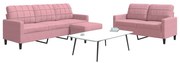 3278404 vidaXL Комплект дивани от 3 части с възглавници, розов, кадифе