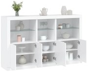 3209142 vidaXL Сайдборд с LED светлини, бял, 162x37x100 см