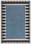 Син ръчно изработен вълнен килим 120x170 cm Kai Wool Border – Flair Rugs
