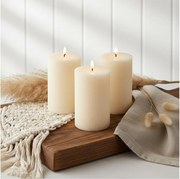 Komplekt ot 3 LED sveshti BRILLO LED/3xAAA, 12,5 см, kremavi, s distantsionno upravlenie
