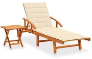 3061619 vidaXL Градински шезлонг с масичка и шалте, акациево дърво масив