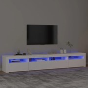 3152722 vidaXL ТВ шкаф с LED осветление, бял, 240x35x40 см