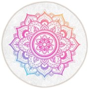 Бяло-розов кръгъл килим подходящ за пране и за прахосмукачки роботи ø 120 cm Comfort – Mila Home