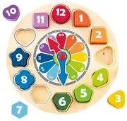 Hape - Дървен часовник и сортер