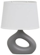 Бяло-сива керамична настолна лампа с текстилен абажур (височина 30 cm) – Casa Selección