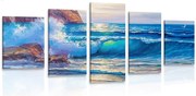 картини от 5 части – Морски вълни на брега