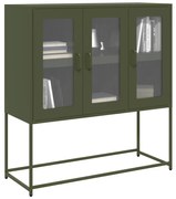 853408 vidaXL Бюфет, маслиненозелен, 100,5x39x107см, студеновалцувана стомана