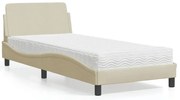 3208309 vidaXL Легло с матрак Dover, кремаво, 90x190 см, плат