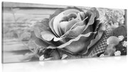 Картина на платно – Елегантни винтидж рози в черно-бяло