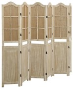 338593 vidaXL Параван за стая, 6 панела, кафяв, 214x165 см, плат