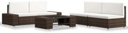 3054594 vidaXL Градински комплект, 5 части, кафяв полиратан