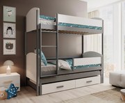 Двуетажно легло Лия-бяло-сиво-180 x 80