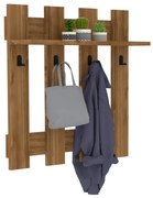 Тъмнокафяв стенен рафт с 4 закачалки Carina - Puqa Design