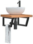 3302431 vidaXL Стенен рафт за мивка, стомана и масивно дърво бук