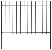 Градинска ограда с пики, стомана, 1,7x1,2 м, черна