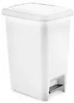 Dunya - Пластмасов кош с педал правоъгълен 10л. SLIM бял-(01041)