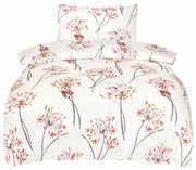 Бяло-оранжево единично спално бельо от памучен сатен 140x200 cm Adeline – My House