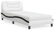 3208688 vidaXL Легло с матрак Hvar, бяло и черно, 80x200 см, изкуствена кожа