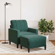 3278259 vidaXL Кресло с табуретка, тъмнозелено, 60 см, кадифе