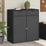 365563 vidaXL Градински шкаф за съхранение, черен, 105x55x113 см, полиратан