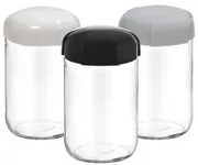 Стъклен буркан без декор 660мл RHEA (ЧЕРЕН,БЯЛ или СИВ капак) M-131314 - Horecano