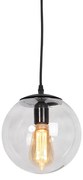 Модерен висящ лампион черен със сиво стъкло 20 см - Pallon