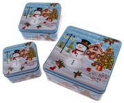 Метални кутии за сладкиши в комплект 3 бр. Snowman – Dakls