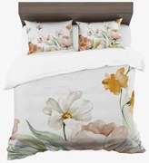 Спално бельо от синтетичен памук с пролетни цветя – бяло 2 части: 1 бр. 140x200 + 1 бр. 70x80