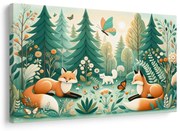 Картина на платно – Горско спокойствие с лисици