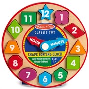 Melissa &amp; Doug - Дървен часовник сортер - Цветове и форми