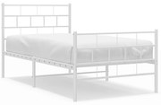 355722 vidaXL Метална рамка за легло с горна и долна табла, бяла, 107x203 см