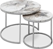 Кафе маси Gary MDF/метални в мраморен ефект - хром цвят 65x65x44см.