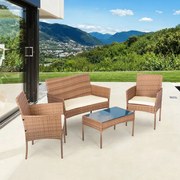 Ратанов диван в кафяво